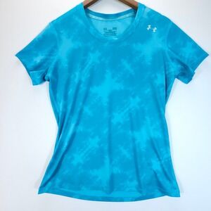 Under Armour Shirt Womens Medium Blue Skate Tie Dye Heatgear Short Sleeve Tee